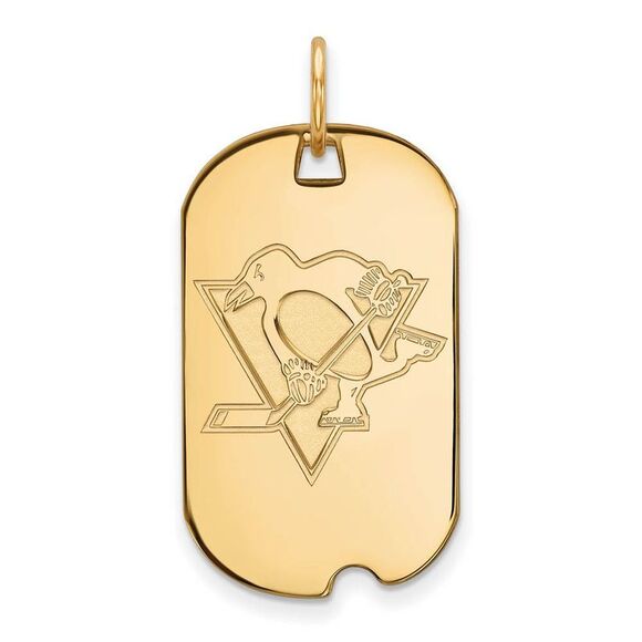 14k Yellow Gold NHL Pittsburgh Penguins Dog Tag Pendant